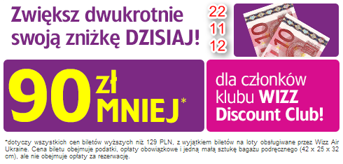 90 PLN taniej za bilety Wizz Air