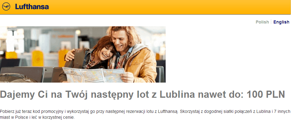 Kod promocyjny na loty Lufthansy z Lublina