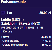 Wizz Air Lublin Sztokholm maj